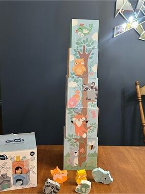 Small Foot Pastel Woodland Animals Stacking Tower